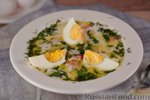 Сливочный суп с копчёной курицей