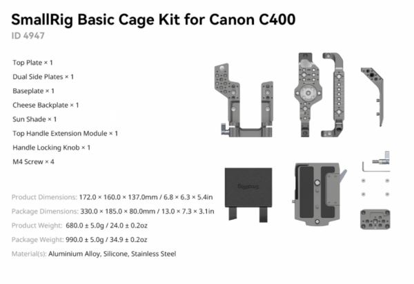 SmallRig выпустили массивный обвес для кинокамеры Canon Cinema EOS C400