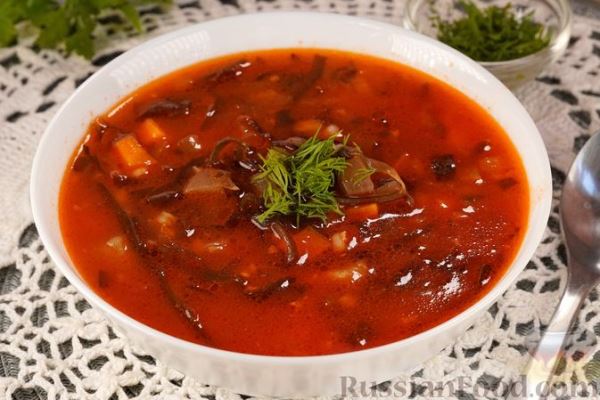 Рассольник с перловкой и морской капустой